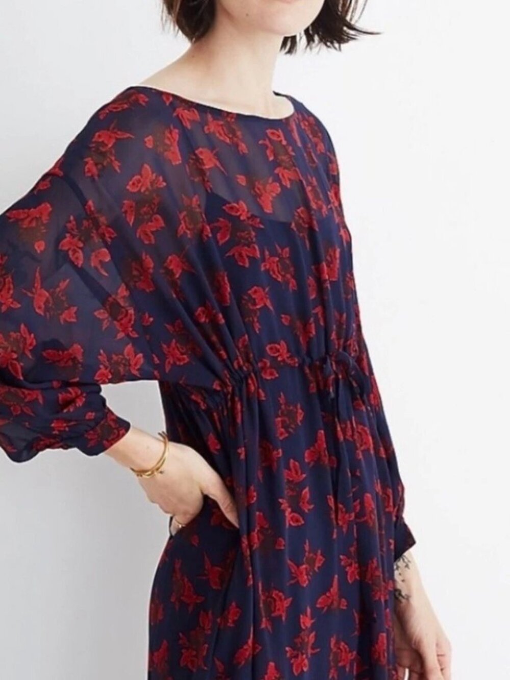Madewell x No.6 Silk Magical Dress Vintage Rose Floral XL $178